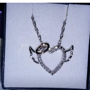 Sterling silver and gold plated angel diamond pendant